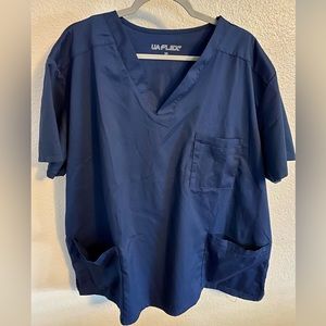 UA Flex2 Unisex 4-Pocket V-Neck STRETCH Scrub Top Navy Color